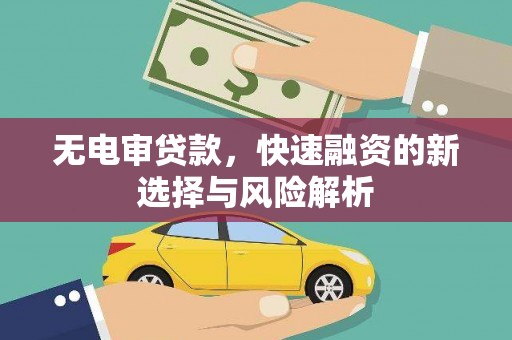 昌吉无电审贷款，快速融资的新选择与风险解析