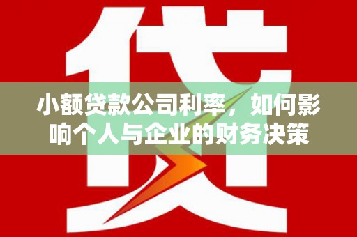昌吉小额贷款公司利率，如何影响个人与企业的财务决策