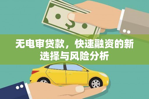 昌吉无电审贷款，快速融资的新选择与风险分析