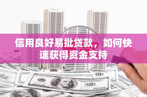 昌吉信用良好易批贷款，如何快速获得资金支持